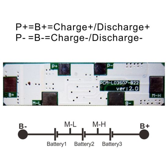 3S 5A PCM BMS para 10.8V 11.1V 12V Li-Ion / Litio / Li-Polymer 9V 9.6V LIFEPO4 Battery Pack Tamaño L45 * W12 * T2.7mm (PCM-L03S07-B22)