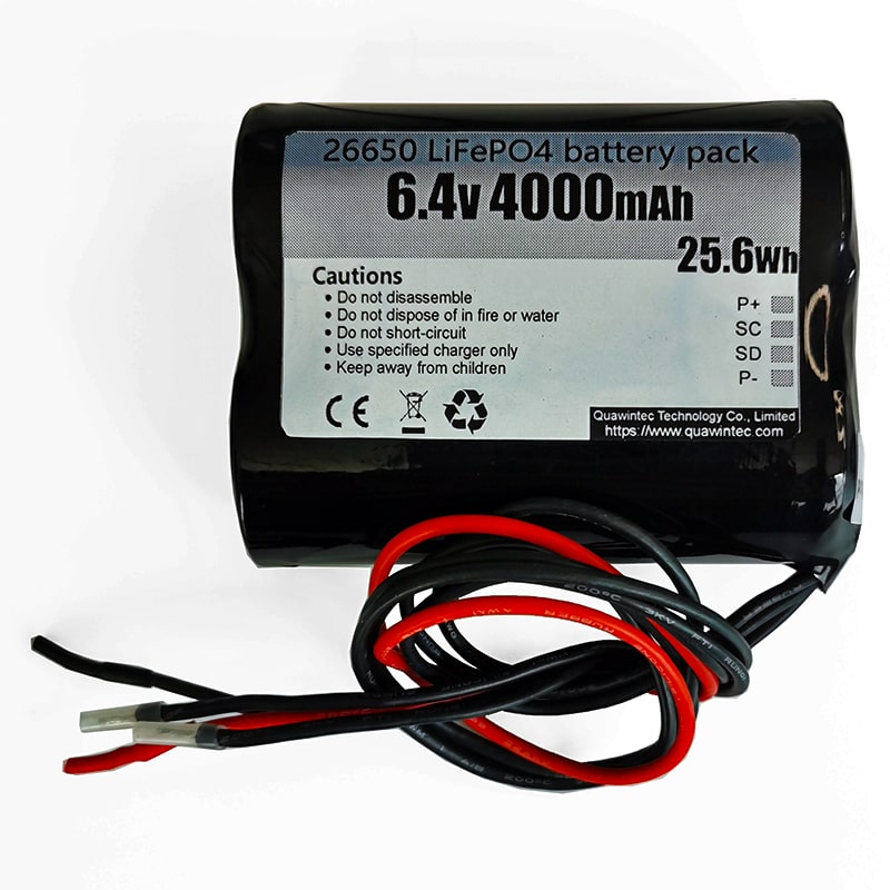 2S1P 26650 6V 6.4V 4000mAh batería recargable LiFePO4 con protocolo de comunicación I2C