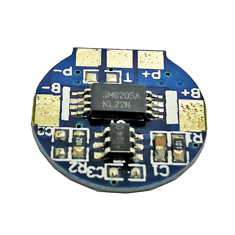 1s 3a BMS redondo para 3.6V 3.7V Li-ion/Litio/Li-Polymer 3V 3.2V LiFePO4 Tamaño del paquete de baterías Φ 14 mm con 10K NTC (PCM-Li01S3-107)