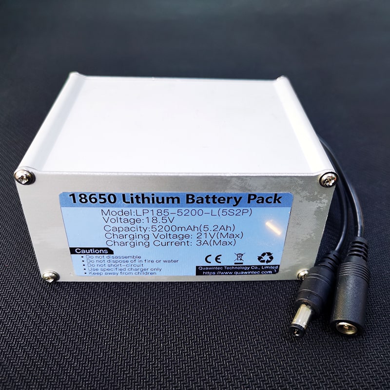 Paquete de batería de iones de litio recargable de 18V 18,5 V 5200mAh 5S2P 18650 con carcasa de aluminio y conector hembra macho de 5521 CC