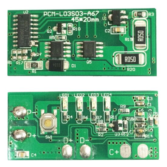 3S 3A PCM BMS para 10.8V 11.1V 12V Li-Ion / Litio / Li-Polymer 9V 9.6V Batería de LIFEPO4 con pantalla LED Tamaño de pantalla L45 * W20 * T3MM (PCM-L03S03-A67)
