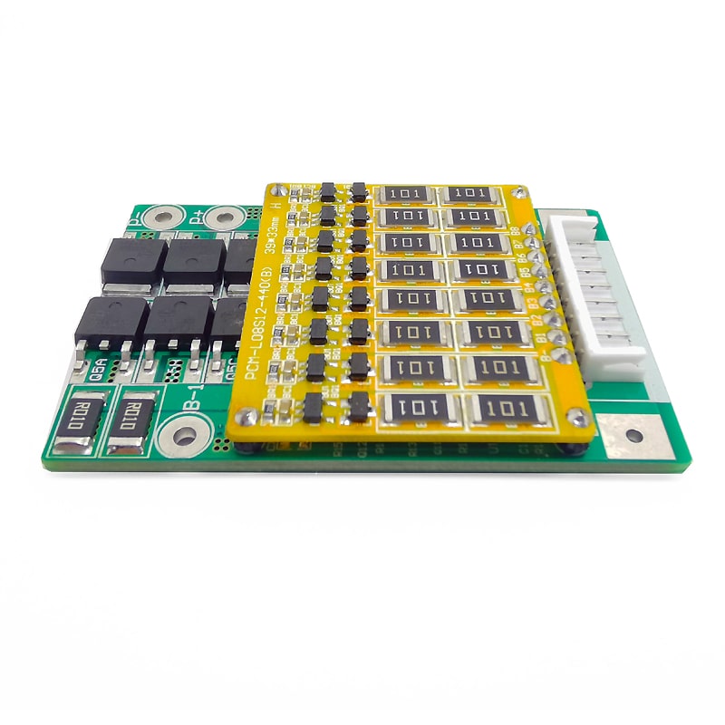 5S-8S 12A PCM BMS para 28.8V 29.6V Li-Ion / Litio / Li-Polymer 24V 25.6V LIFEPO4 Tamaño de la batería L60 * W39 * T14mm (PCM-L08S12-440)