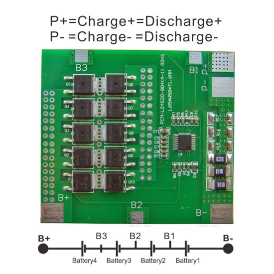 3S / 4S 20A PCM BMS para 14.4V 14.8V Li-Ion / Litio / Li-Polymer 12V 12.8V LIFEPO4 Battery Pack Tamaño L65 * W58 * T5MM (PCM-L04S20-804)