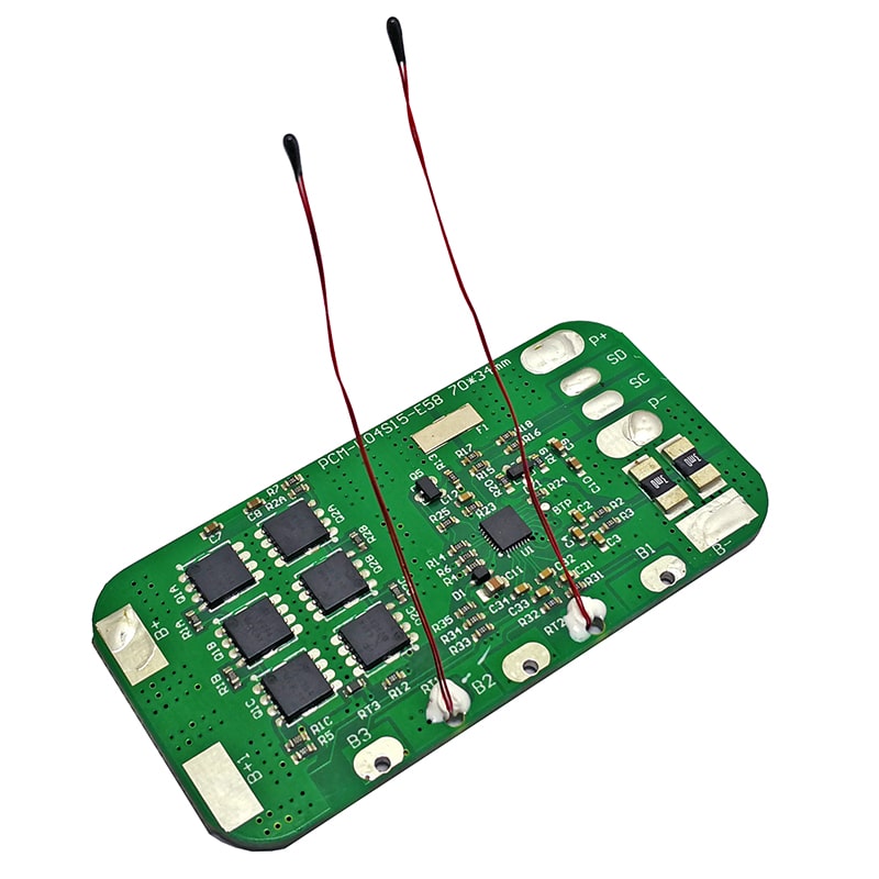 3s 4s 15A BMS para 14.4V 14.8V Li-ion/Litio/Li-Polymer 12V 12.8V LiFePO4 Batería con protocolo Smbus y NTC (PCM-L04S15-E58)