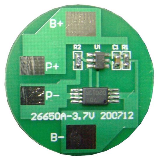 1S 3A PCM Circular BMS para 3.6V 3.7V 26650 26500 LI-ION / Litio / Li-Polymer 3V 3.2V LIFEPO4 Tamaño del paquete de baterías φ 25.5mm (PCM-LI01S3-095)