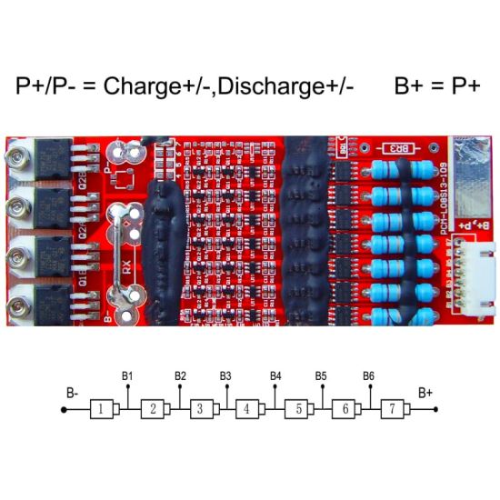 5S-8S 15A PCM BMS para 28.8V 29.6V Li-Ion / Litio / Li-Polymer 24V 25.6V LIFEPO4 Battery Pack Tamaño L120 * W47 * T9MM (PCM-L07S13-146)