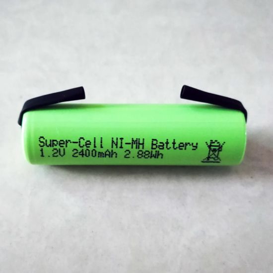 Batería recargable de 1.2V AA NiMH con orejetas de soldadura (2400mAH)